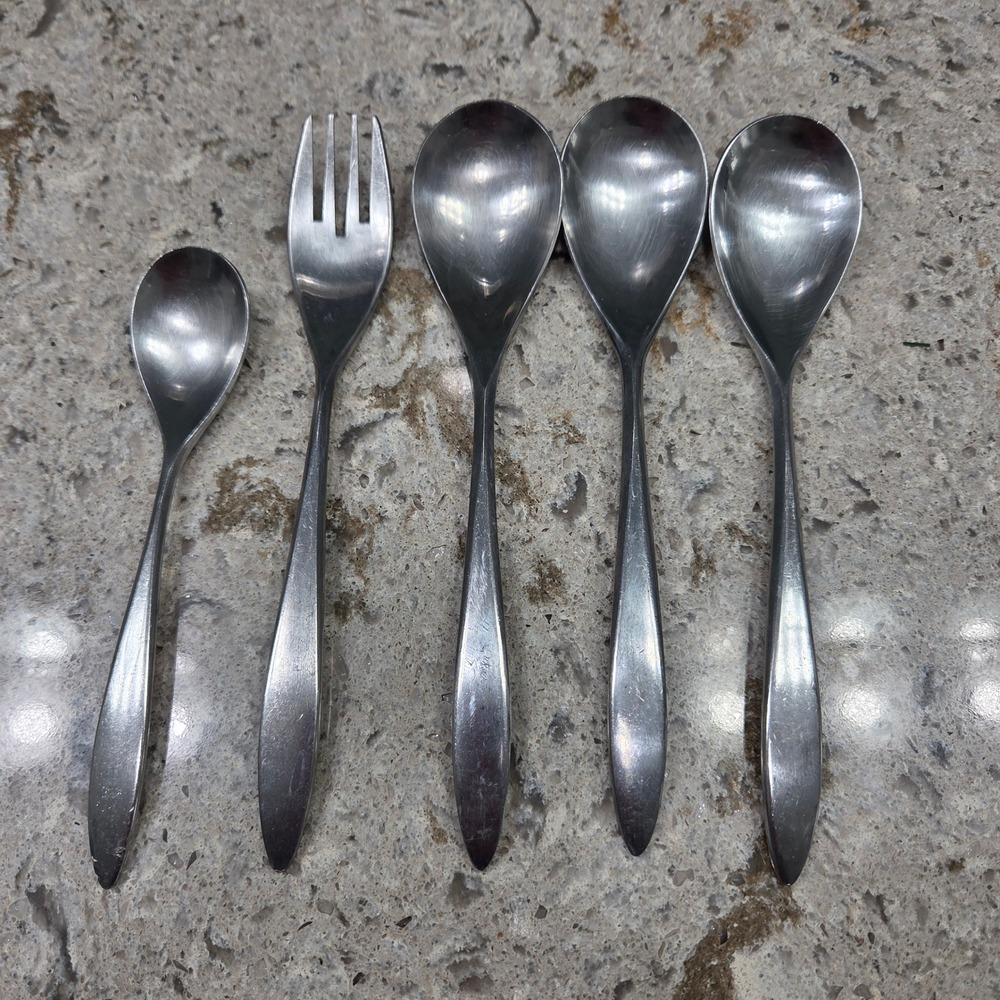 Vintage MCM Oxford Hall Stainless Japan Flatware Lot 5pc Spoons Fork Replacement